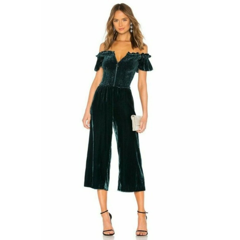 Parker Velvet Jumpsuit Sz 6 NWT $298 Everglade Green